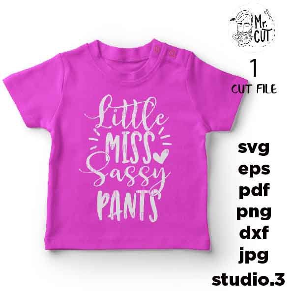 Little Miss Sassy Pants svg, DxF, EpS, cut file, mirrored jpg, Toddler SVG, Toddler Shirt, Funny Toddler, Dinosaur Svg,