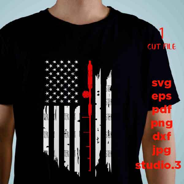 Fishing Rod T Shirt American USA Flag svg, PNG, Dxf, mirrored jpg, Fisherman Gift Idea, Fishing Svg Design, Fishing Svg, Fishing Tshirt