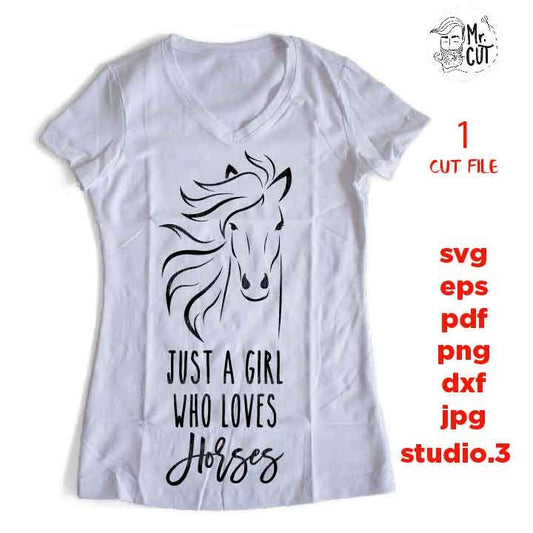 Just A Girl Who Loves Horses SVG, Equestrian SVG, Farmhouse Prints, Farm Printable, Farmers Market dxf, jpg transfer, cut file, png, eps