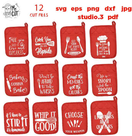 Pot Holder svg bundle, Potholder svg, Oven Mitt svg, dxf, jpg mirrored, cut file, Kitchen svg, sign svg kitchen sign svg, pot holder design