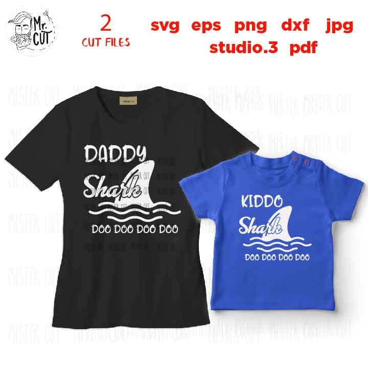 Daddy Shark kiddo shark svgs, Daddy svg, kid svg, Do-Do-Do-Do SVG, Shark SVG, fathers day shirt, dxf, jpg transfer, cut file, matching svg