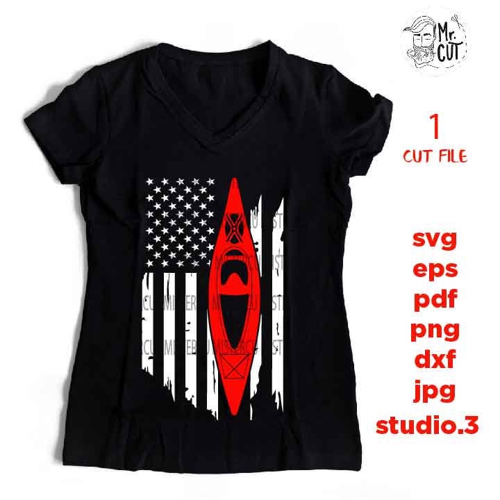 Kayak American USA Flag svg, PNG, Dxf, mirrored jpg, kayak Gift Idea, kayak Svg Design, kayak Svg, kayak Tshirt, kayak tee shirt svg