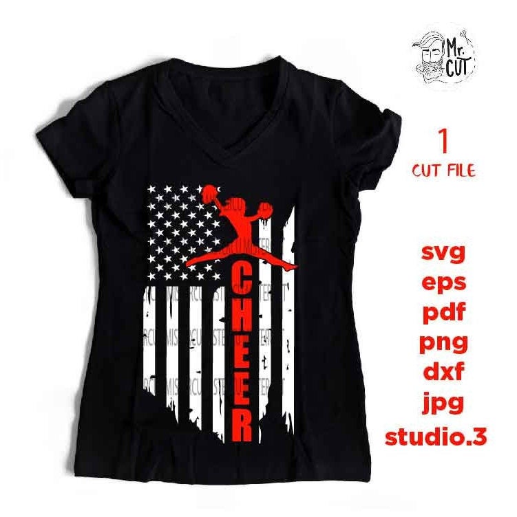 Cheer svg, Cheer Usa Flag SVG, cheerleader svg, USA flag svg, PNG, Dxf, usa flag, Cheer Mom Svg, Cheer Shirt Svg, cheers dxf