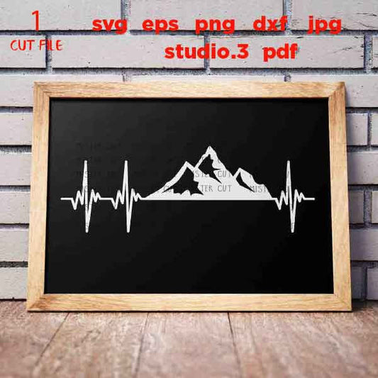 heartbeat mountain svg, mountain svg, adventure decal SVG, PNG, Dxf, jpg, eps, Cut File, mountain Love, love mountain svg, heartbeat svg