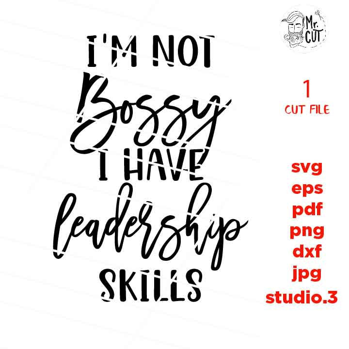 I'm not Bossy I just have leadership Skills, Boss svg, svg, png, jpg paper transfer, cut file, cricut, lady svg, women svg, funny svg