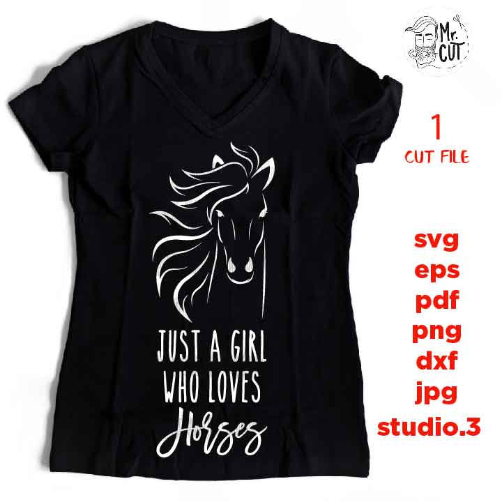 Just A Girl Who Loves Horses SVG, Equestrian SVG, Farmhouse Prints, Farm Printable, Farmers Market dxf, jpg transfer, cut file, png, eps