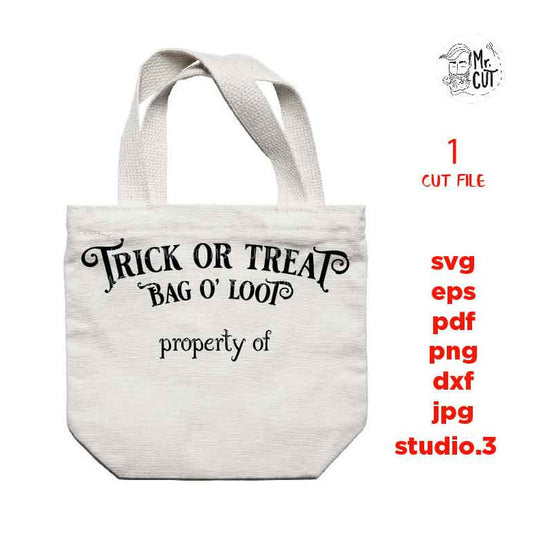 Halloween Bag SVG, Trick or Treat Bag SVG, Personalizable Halloween SVG, Trick-or-treat svg, halloween svg, DxF, EpS, cut file, jpg, png