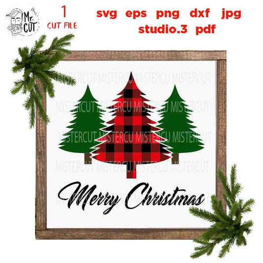 Merry Christmas Svg, Christmas Svg, Holiday Svg, Winter Svg, DxF, EpS, cut file, jpg mirrored, png, christmas dxf, christmas sign svg, plaid