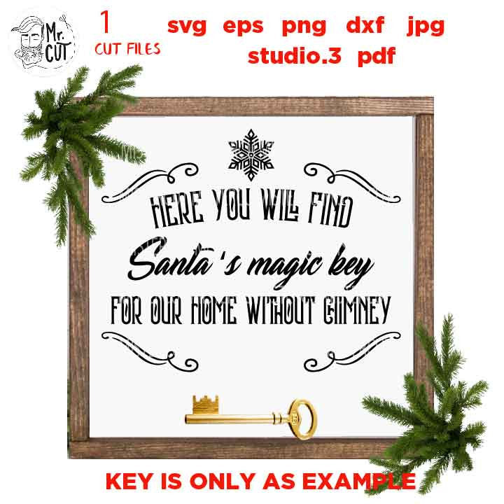 santa key Svg, Christmas Svg, Holiday Svg, santa Svg, DxF, EpS, cut file, jpg mirrored, png, find santa key, christmas sign svg, santa sign