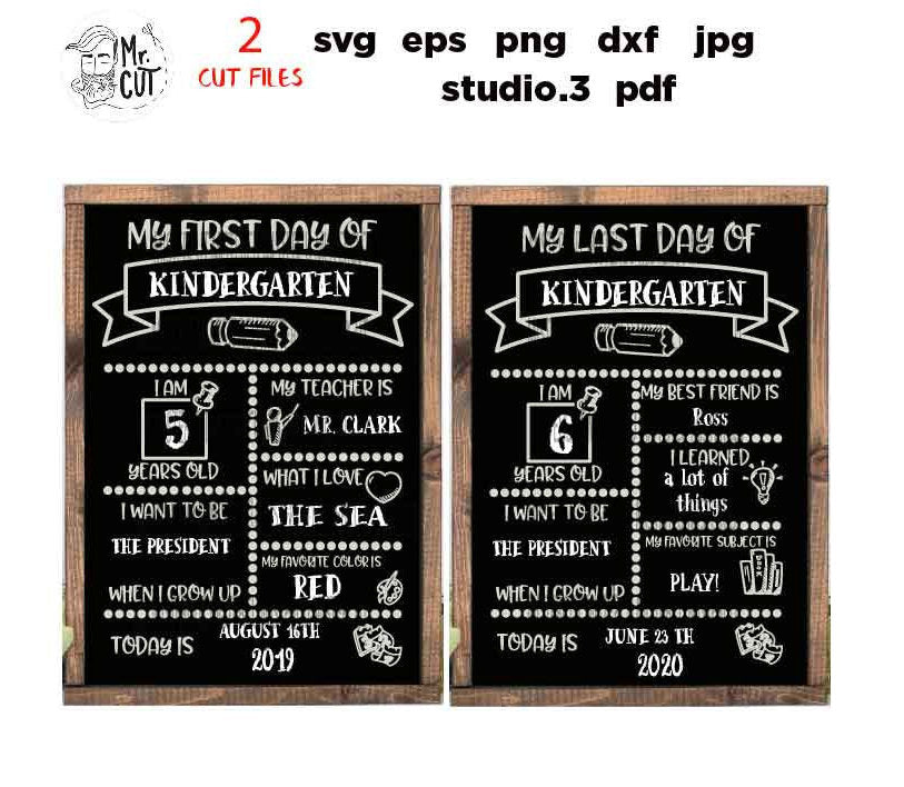 First and Last Day Chalkboard SVG Bundle, DxF, EpS, cut file, jpg transfer, First Day of School SVG, Chalkboard Sign Svg, Last Day of SchooL