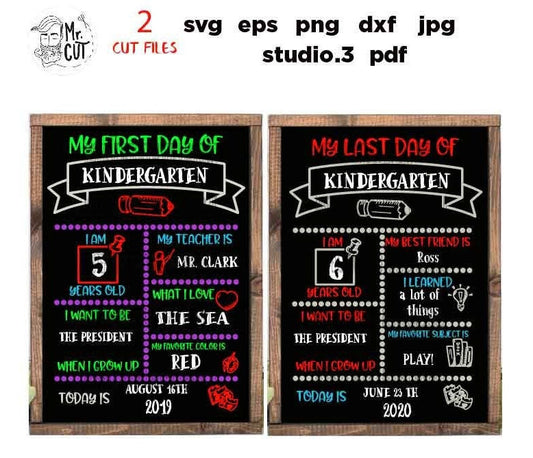 First and Last Day Chalkboard SVG Bundle, DxF, EpS, cut file, jpg transfer, First Day of School SVG, Chalkboard Sign Svg, Last Day of SchooL