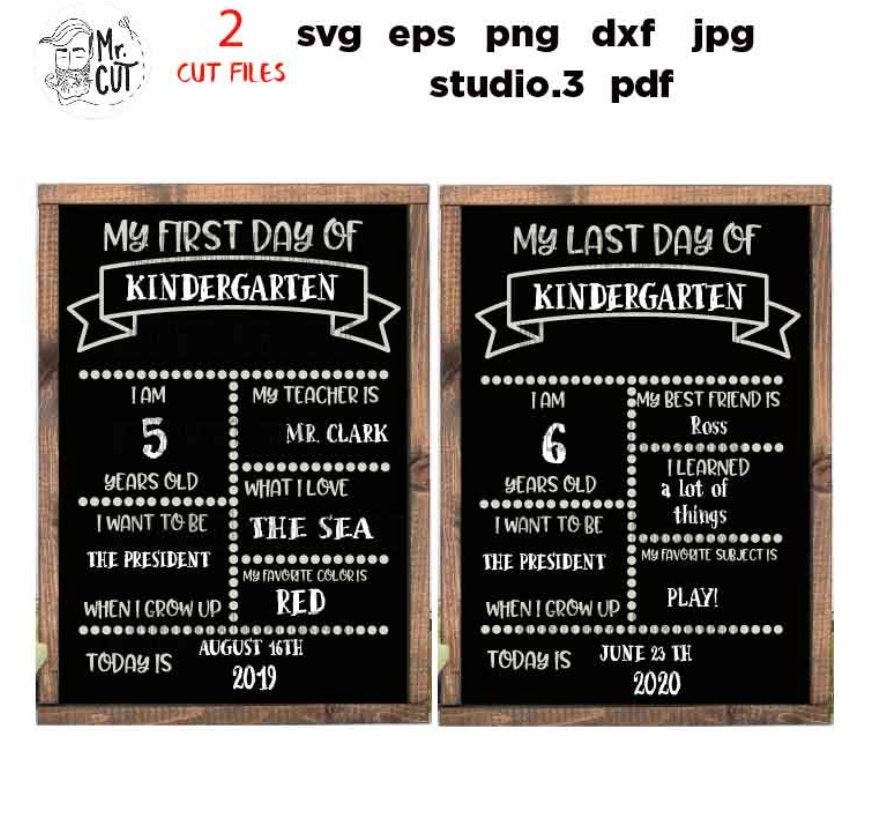 First and Last Day Chalkboard SVG Bundle, DxF, EpS, cut file, jpg transfer, First Day of School SVG, Chalkboard Sign Svg, Last Day of SchooL