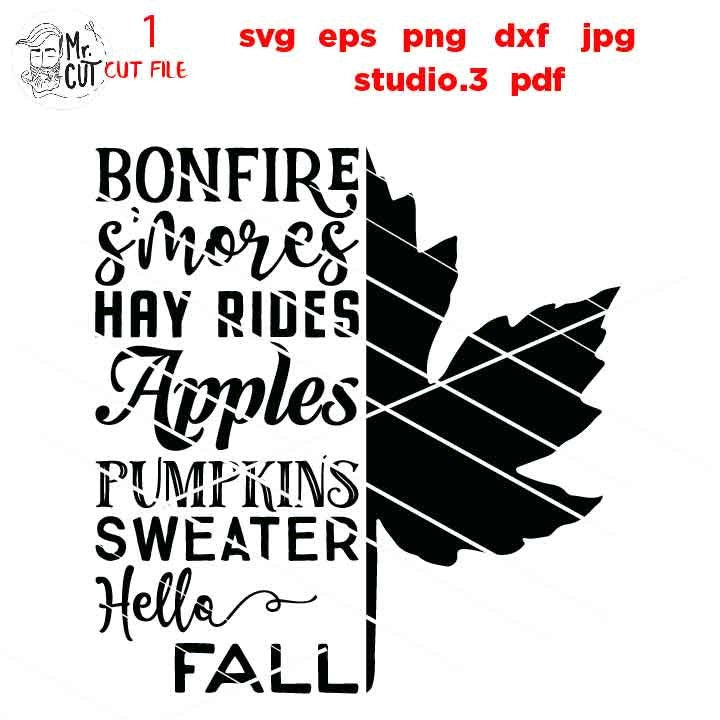 Maple Leaf Svg, S'mores Svg, Hello Fall Svg Hello Fall Svg, Fall SVG, Autumn svg, Thanksgiving svg, Farmhouse, png, jpg transfer, cut file