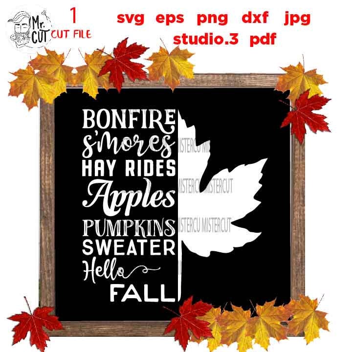 Maple Leaf Svg, S'mores Svg, Hello Fall Svg Hello Fall Svg, Fall SVG, Autumn svg, Thanksgiving svg, Farmhouse, png, jpg transfer, cut file