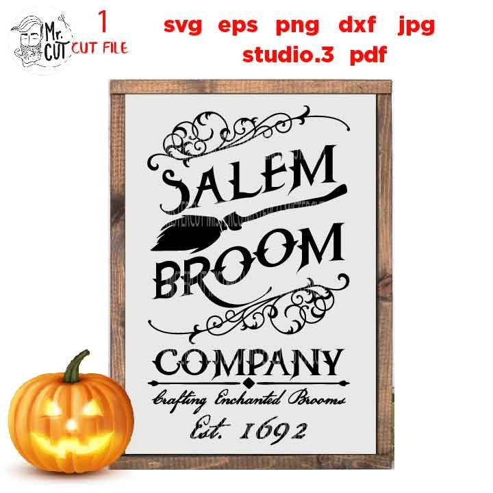 Salem Broom Company svg, halloween svg, DxF, EpS, cut file, jpg, png, halloween sign svg, Halloween SVG, Witch svg, Halloween witch svg