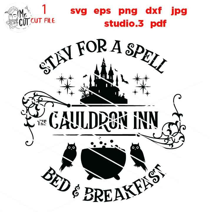 The Cauldron Inn Halloween SVG, Witch Cauldron DxF, EpS, cut file, jpg, png, halloween sign svg, Halloween SVG, Witch svg, Halloween witch