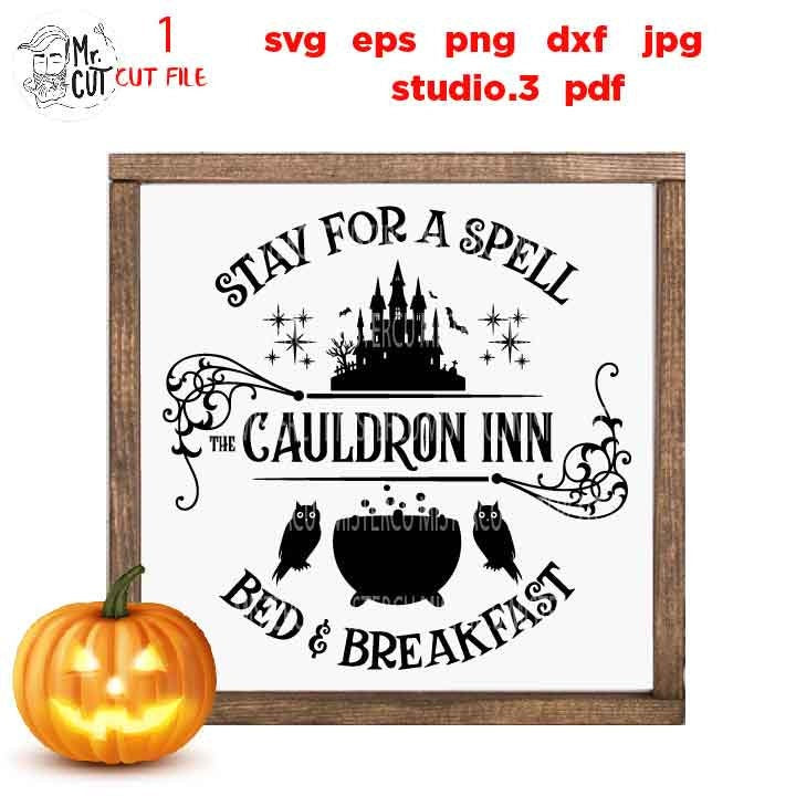 The Cauldron Inn Halloween SVG, Witch Cauldron DxF, EpS, cut file, jpg, png, halloween sign svg, Halloween SVG, Witch svg, Halloween witch