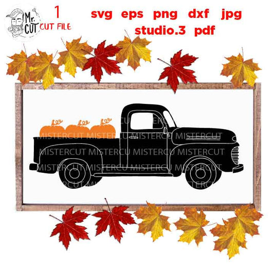 Pumpkin svg, halloween svg, Vintage Truck svg, Pumpkin svg, Fall svg Fall SVG, Fall SVG,  DxF, EpS, cut file, jpg mirrored, pumpkin patch