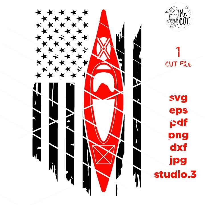 Kayak American USA Flag svg, PNG, Dxf, mirrored jpg, kayak Gift Idea, kayak Svg Design, kayak Svg, kayak Tshirt, kayak tee shirt svg