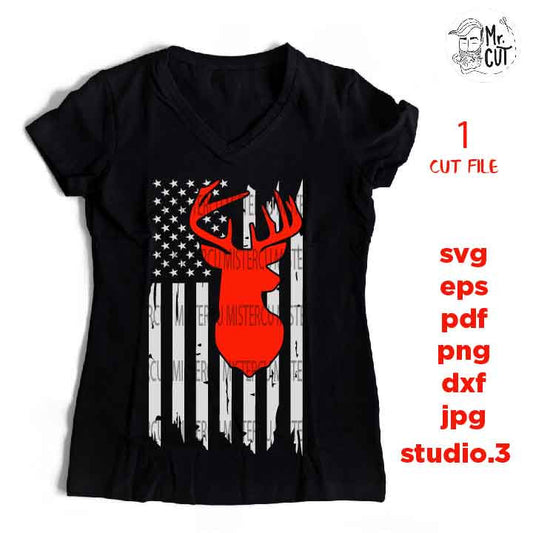 Deer T Shirt American USA Flag svg, PNG, Dxf, mirrored jpg, hunter Gift Idea, hunting Svg Design, hunting Svg, hunting Tshirt, deer svg