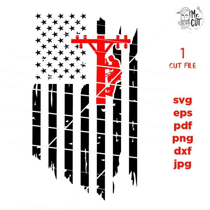 lineman American USA Flag svg, PNG, Dxf, mirrored jpg, lineman Gift Idea, lineman Svg Design, lineman Svg, lineman Tshirt, gift for dad