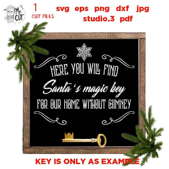 santa key Svg, Christmas Svg, Holiday Svg, santa Svg, DxF, EpS, cut file, jpg mirrored, png, find santa key, christmas sign svg, santa sign