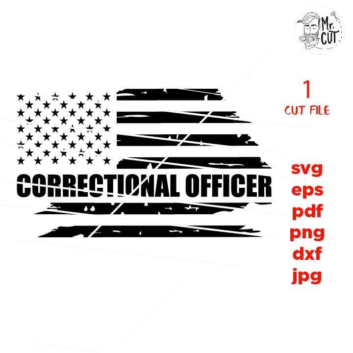 USA flag svg, Correctional Officer Flag, Thin Silver Line Flag, Correctional Officer Distressed Flag Distressed flag Svg, PNG, Dxf, usa flag