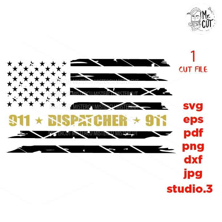 Dispatcher Flag, Dispatcher 911 Flag, Thin Yellow Line Flag, Yellow Line Distressed flag Svg, PNG, Dxf, mirrored jpg, american flag USA flag