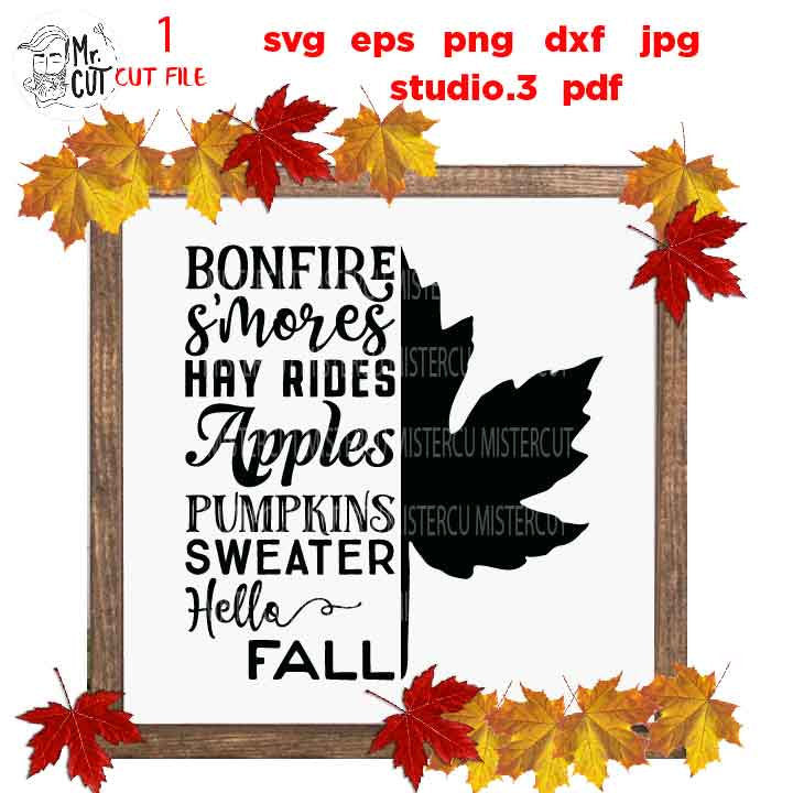 Maple Leaf Svg, S'mores Svg, Hello Fall Svg Hello Fall Svg, Fall SVG, Autumn svg, Thanksgiving svg, Farmhouse, png, jpg transfer, cut file