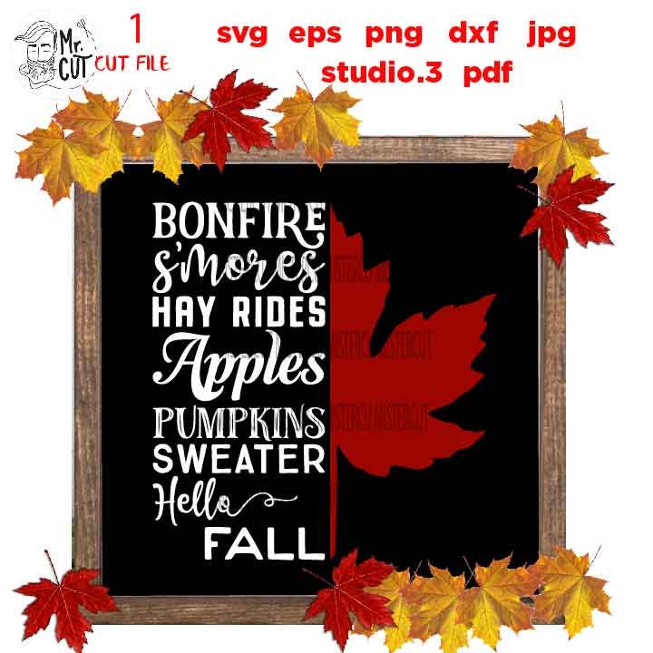 Maple Leaf Svg, S'mores Svg, Hello Fall Svg Hello Fall Svg, Fall SVG, Autumn svg, Thanksgiving svg, Farmhouse, png, jpg transfer, cut file