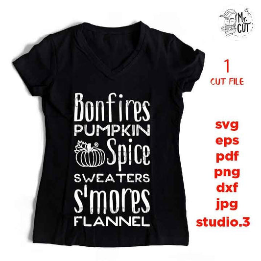 Bonfires Pumpkin Spice Sweaters S'mores Flannels, Fall SVG, Autumn svg, Thanksgiving svg, Farmhouse, png, jpg transfer, cut file