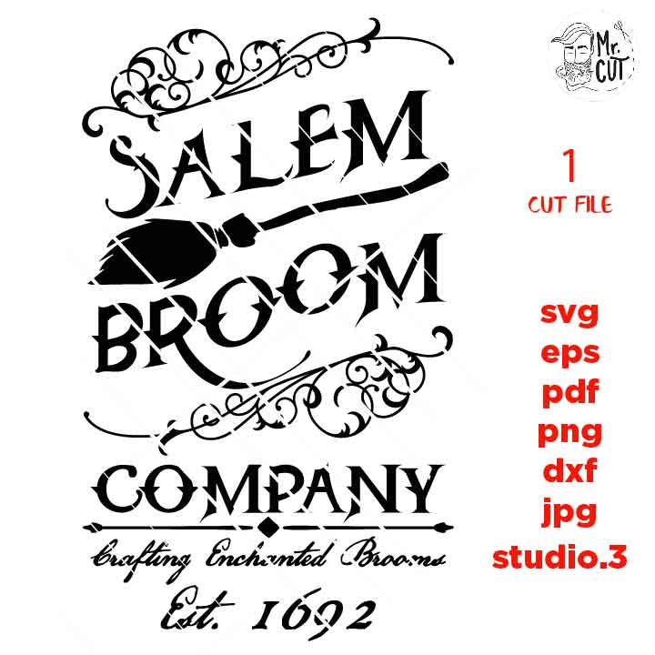 Salem Broom Company svg, halloween svg, DxF, EpS, cut file, jpg, png, halloween sign svg, Halloween SVG, Witch svg, Halloween witch svg