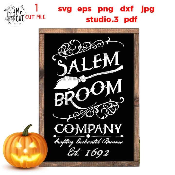 Salem Broom Company svg, halloween svg, DxF, EpS, cut file, jpg, png, halloween sign svg, Halloween SVG, Witch svg, Halloween witch svg