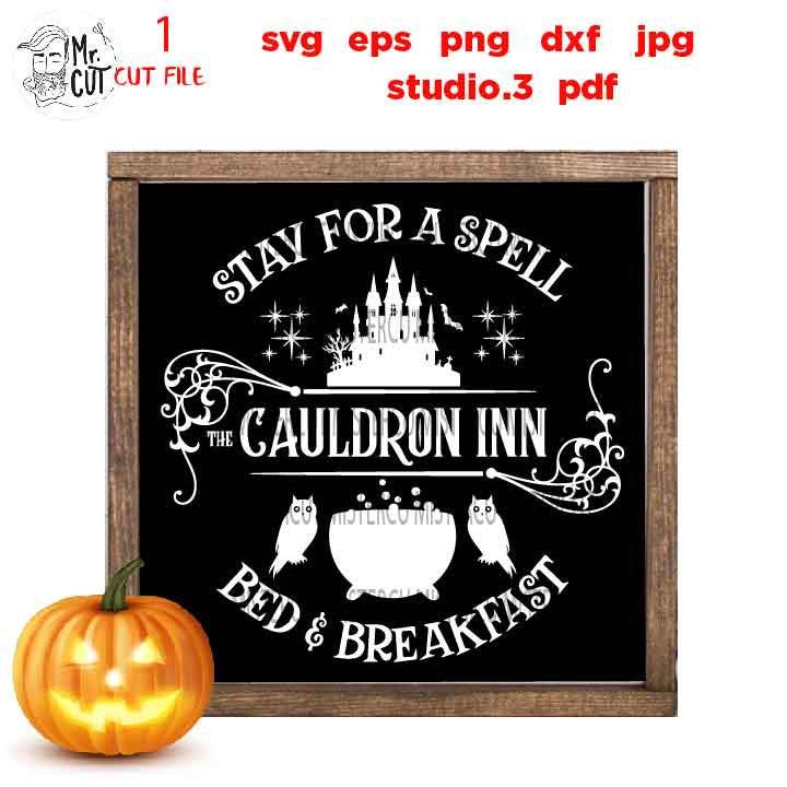 The Cauldron Inn Halloween SVG, Witch Cauldron DxF, EpS, cut file, jpg, png, halloween sign svg, Halloween SVG, Witch svg, Halloween witch