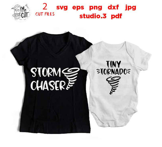 Storm Chaser SVG, Tiny Tornado svg, Mom and Child svg, Mommy and Me SVG, jpg mirrored, cut file, eps, mommy svg, matching svg, daughter svg