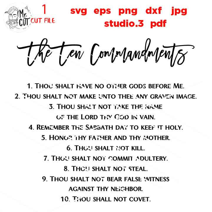 the ten commandments cut file, Holy Bible svg, Christian svg,  DxF, EpS, cut file, png, jpg transfer, christian sign svg