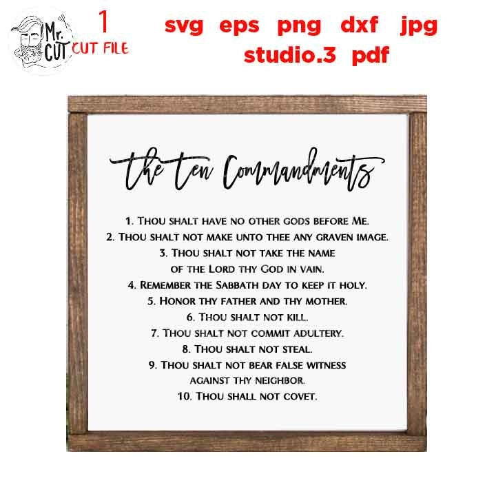 the ten commandments cut file, Holy Bible svg, Christian svg,  DxF, EpS, cut file, png, jpg transfer, christian sign svg