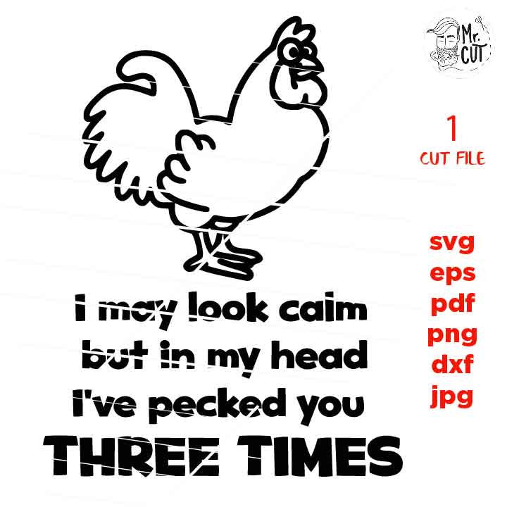 I May Look Calm But in My Head Ive Pecked You 3 Times SVG, dxf, jpg transfer, cut file, Funny Signs, funny tee shirt, mom, mother