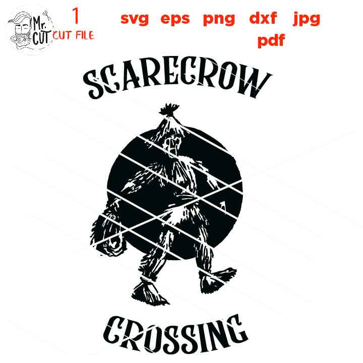 scarecrow crossing, Halloween Vector, halloween svg, DxF, EpS, cut file, jpg, png, halloween sign svg, october sign svg, bat svg,