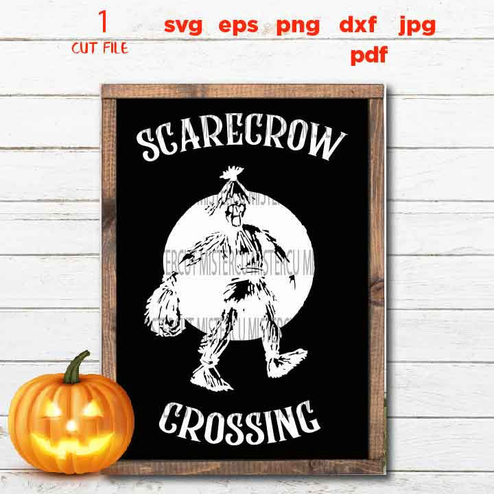 scarecrow crossing, Halloween Vector, halloween svg, DxF, EpS, cut file, jpg, png, halloween sign svg, october sign svg, bat svg,