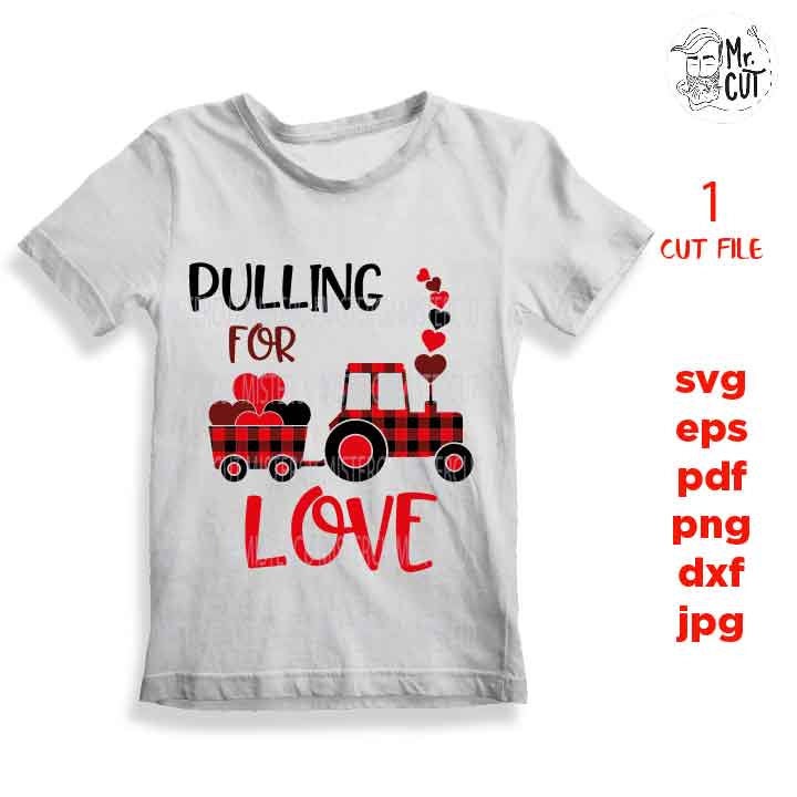 pulling for love svg, tractor, Valentine SVG, Valentines Day svg, Cupid DxF, EpS, cut file, mirrored jpg, Toddler SVG, boy and girl design