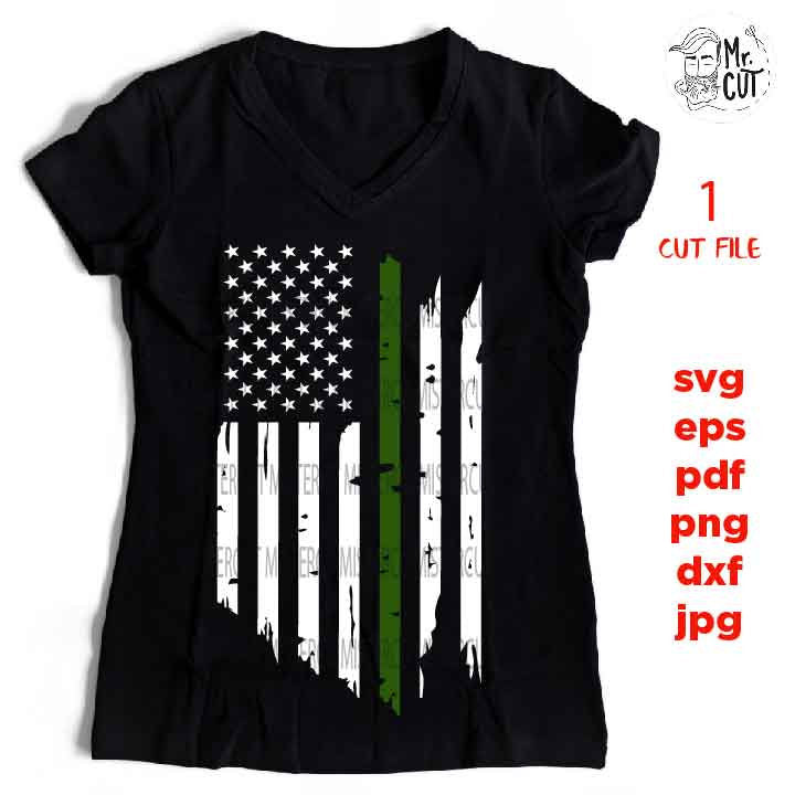 USA green line flag, army flag, Svg, Distressed Flag Svg, fourth of july, veteran day, Cut Files, Design T-shirt, vector, dxf, eps, jpg, png