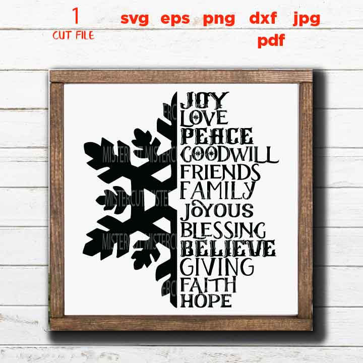 Christmas SVG, Snowflake SVG, Rustic Christmas, Home Decor and Farmhouse Wall DxF, EpS, cut file, jpg mirrored, png, christmas dxf