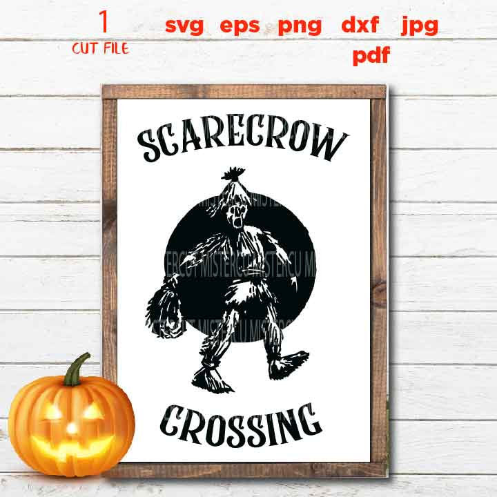 scarecrow crossing, Halloween Vector, halloween svg, DxF, EpS, cut file, jpg, png, halloween sign svg, october sign svg, bat svg,