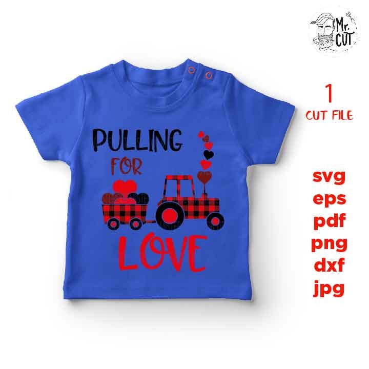 pulling for love svg, tractor, Valentine SVG, Valentines Day svg, Cupid DxF, EpS, cut file, mirrored jpg, Toddler SVG, boy and girl design