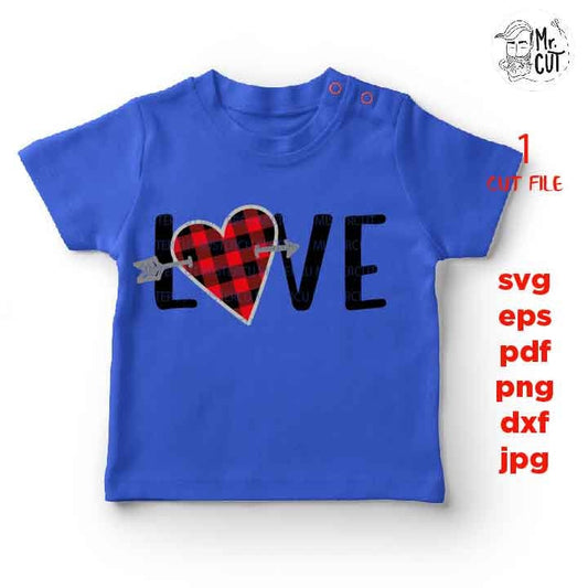 love heart arrow svg, Valentine SVG, Valentines Day svg, plaid DxF, EpS, cut file, mirrored jpg, Toddler SVG, boy and girl shirt