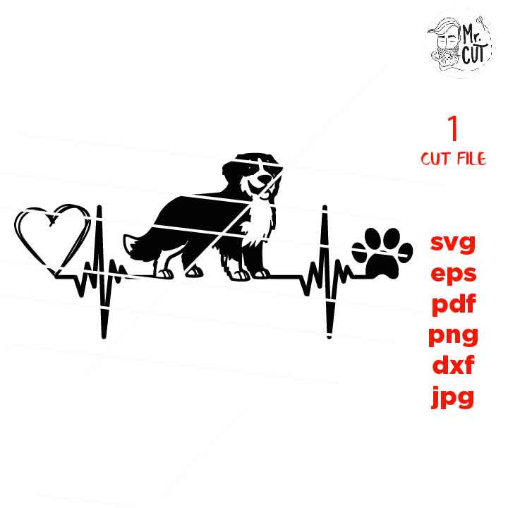 Bernese Mountain Dog heart, svg files, svg files for cricut dog, dog mom, svg file dog silhouette, eps, jpeg, png, dog print, Berner shirt