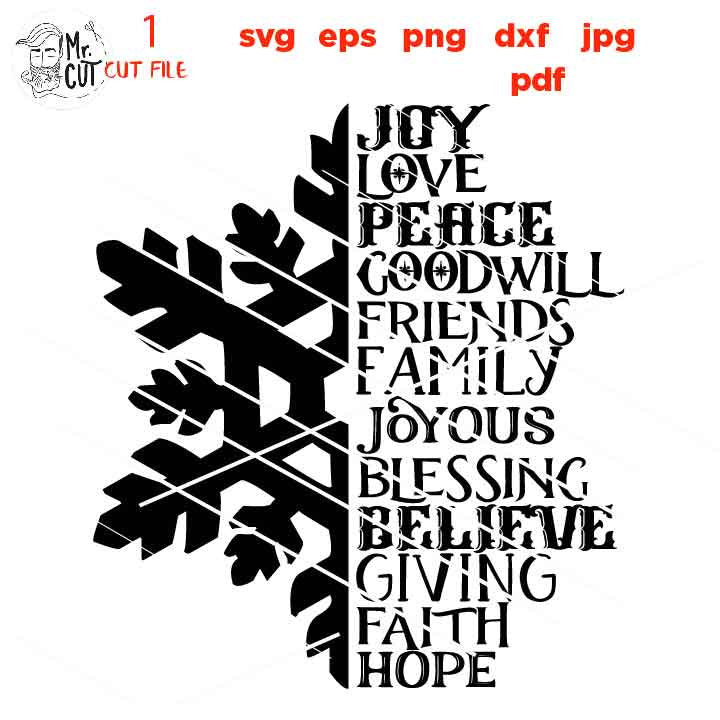 Christmas SVG, Snowflake SVG, Rustic Christmas, Home Decor and Farmhouse Wall DxF, EpS, cut file, jpg mirrored, png, christmas dxf