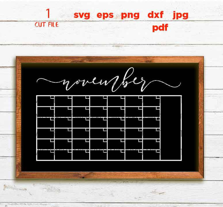 Calendar with every name month svg, Blank Calendar svg, Planner svg, Months svg, cut file DxF, EpS, cut file,  modern farmhouse