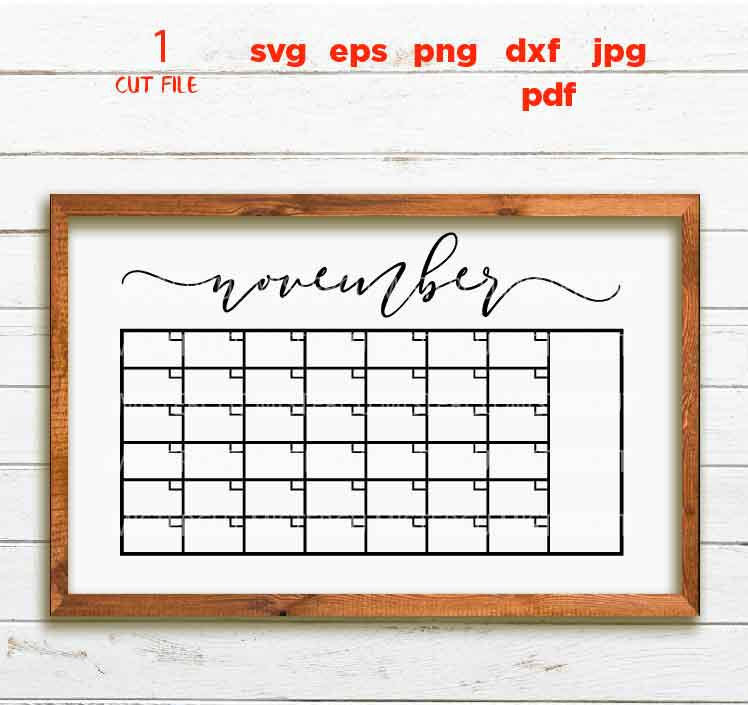 Calendar with every name month svg, Blank Calendar svg, Planner svg, Months svg, cut file DxF, EpS, cut file,  modern farmhouse